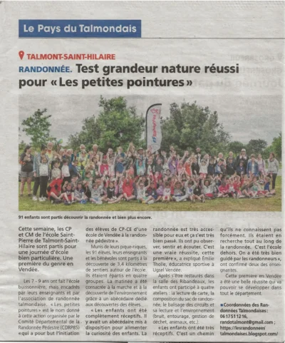 Extrait du journal "Le Pays du Thalmondais"